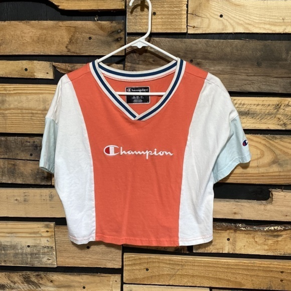 Champion Life Embroidered Womens Short Sleeve‎ Colorblock Tee